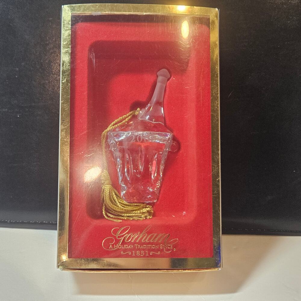 Vintage Gorham 2000 Millennium Crystal Champagne Bucket Ornament with Box